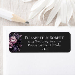 Gothic Black Floral Wedding Address Labels