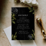 Gothic Black Floral Wedding Details  Enclosure Card<br><div class="desc">Gothic wedding invitation enclosure card featuring illustration of black roses. Customise this invite by adding information on your wedding including reception,  accommodation,  and website. Perfect for a halloween wedding.</div>