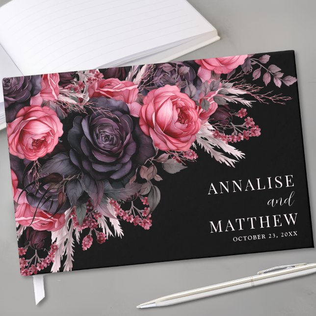 Gothic Black Floral Wedding Guest Book (Gothic Black Floral Wedding Guest Book)