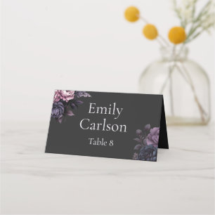 Gothic Black Floral Wedding Place Cards