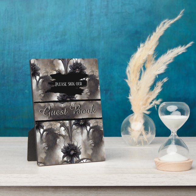 Gothic Black Floral Wedding Table Top  Plaque (Side)