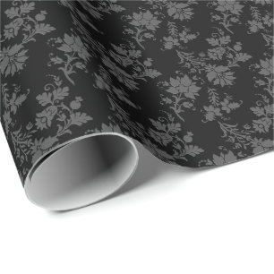 Gothic Black Floral  Wrapping Paper