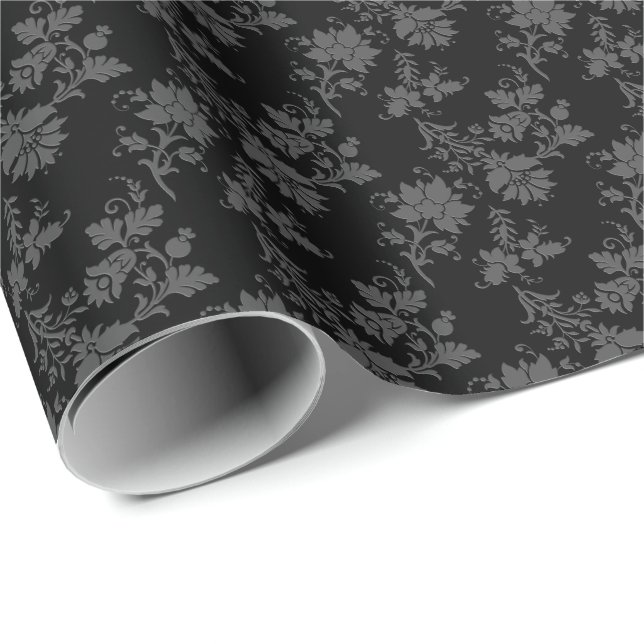 Gothic Black Floral  Wrapping Paper (Roll Corner)