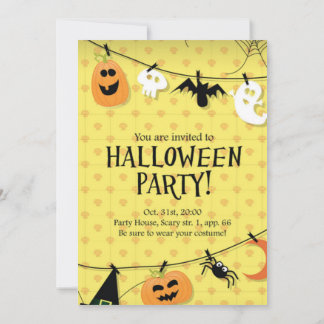 Gothic Black Gold Skull Halloween Costume Party Invitation