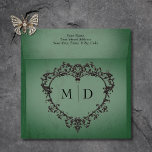 Gothic Black & Green Filigree Heart Wedding Envelope<br><div class="desc">Celebrate your love in the grandeur of Gothic romance with our captivating wedding envelope. Embrace the dark allure and timeless elegance with our black three-dimensional filigree heart frame, enveloping bold black text against a vintage Victorian emerald green background. This invitation envelope exudes a mysterious charm, perfect for couples seeking to...</div>