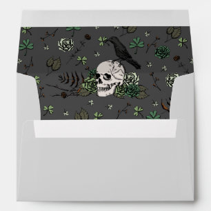 Gothic Black & Grey Irish Floral Skulls & Roses Envelope