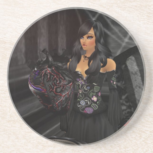 Gothic Black Heart Coaster (Front)