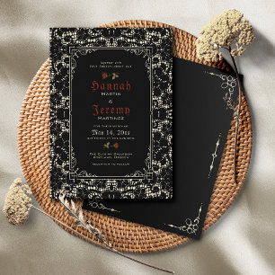 Gothic Black Lace Rose Blood Red Invitation