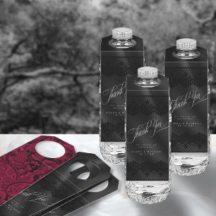 Gothic Black Lace & Satin Wedding ID866 Bottle Tag
