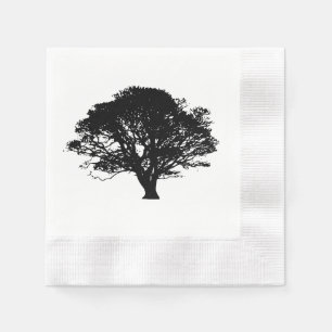Gothic Black Oak Tree Silhouette Fine Art Drawing Napkin