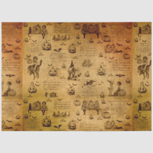 Gothic Black Orange Crow Decoupage Tissue Paper