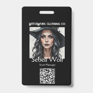 Gothic Black Pentacle Employee Badge ID Badge
