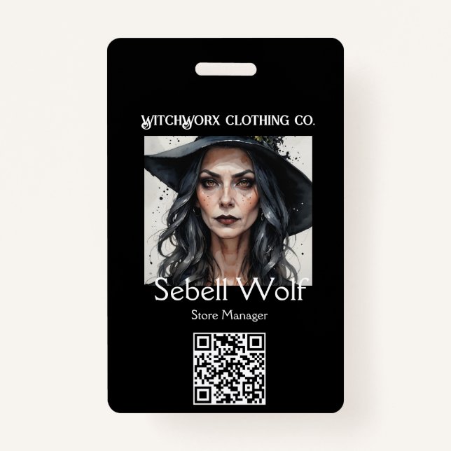 Gothic Black Pentacle Employee Badge ID Badge (Front)