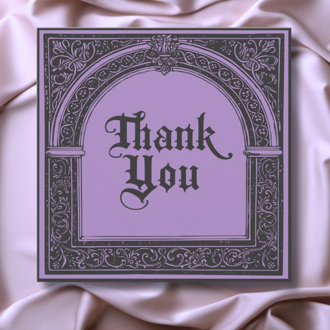 Gothic Black Purple Mediaeval Until Death Thank You Card (Gothic Black Purple Medieval Until Death Thank You Card)