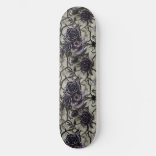Gothic Black Purple Roses and Spiders Skateboard