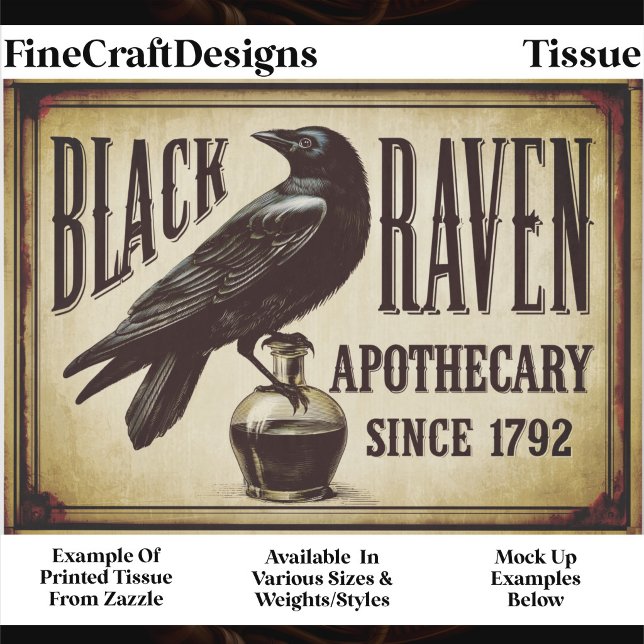 Gothic Black Raven Apothecary Sign FP9T Decoupage Tissue Paper (Creator Uploaded)