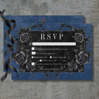 Gothic Black Raven & Black Roses Blue Dinner
