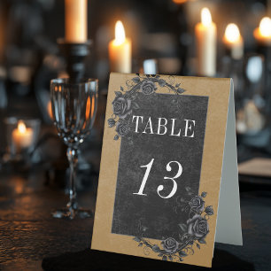 Gothic Black Raven & Black Roses Gold Wedding