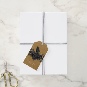 Gothic Black Raven & Black Roses Gold Wedding Gift Tags