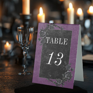 Gothic Black Raven & Black Roses Purple Wedding