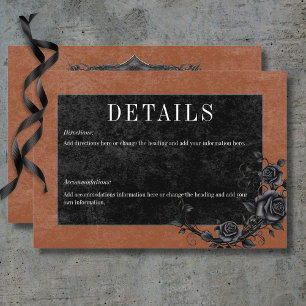 Gothic Black Raven & Black Roses Rust Details Enclosure Card