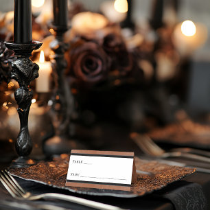 Gothic Black Raven & Black Roses Rust Wedding Place Card