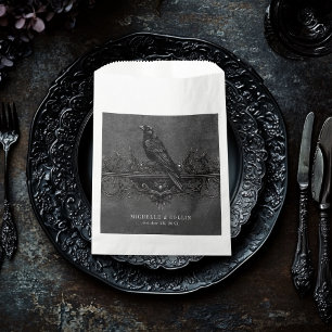 Gothic Black Raven & Black Roses Wedding Favour Bag