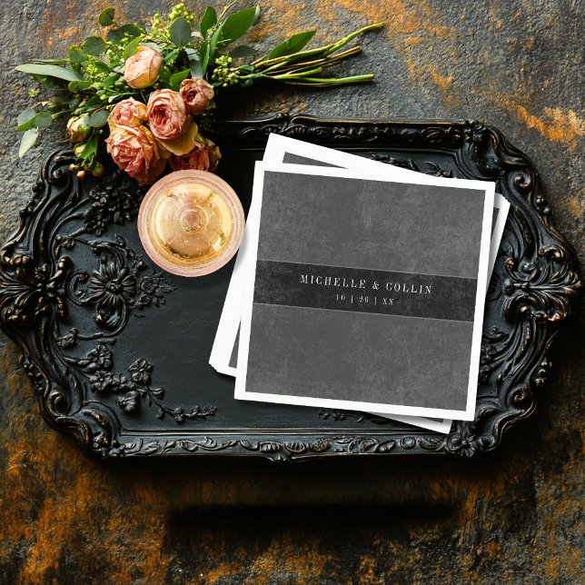 Gothic Black Raven & Black Roses Wedding Napkin (Creator Uploaded)