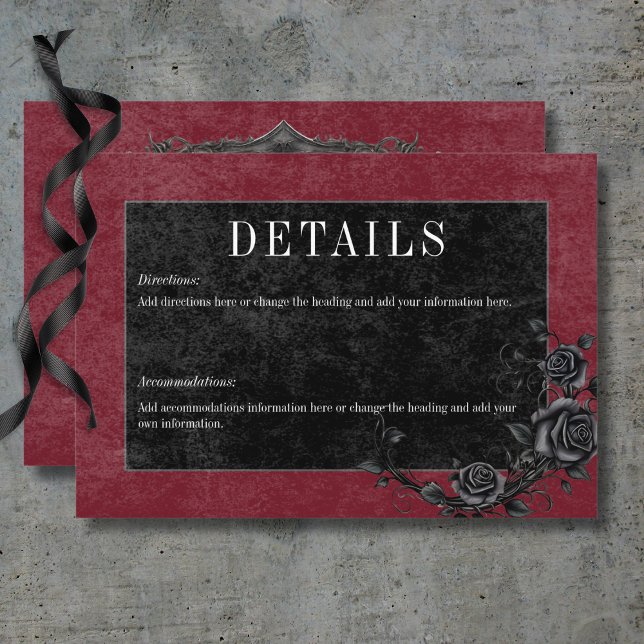 Gothic Black Raven & Black Roses Wine Details Enclosure Card (Gothic Black Raven & Black Roses Wine Details Enclosure Card)