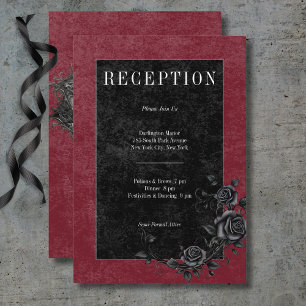 Gothic Black Raven & Black Roses Wine Reception Enclosure Card