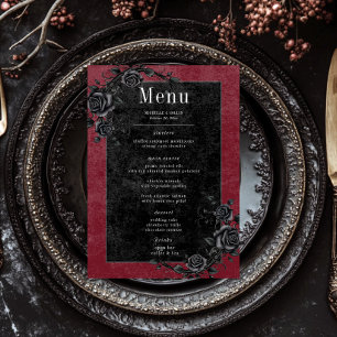 Gothic Black Raven & Black Roses Wine Wedding Menu
