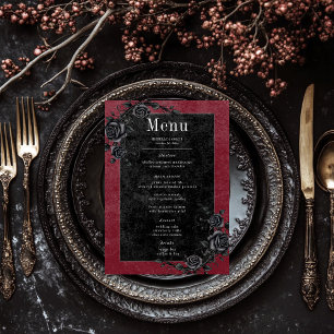 Gothic Black Raven & Black Roses Wine Wedding Menu