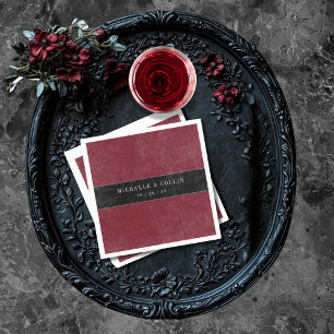 Gothic Black Raven & Black Roses Wine Wedding Napkin