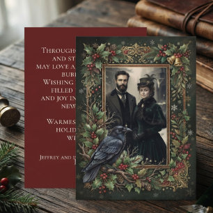 Gothic Black Raven Photo Christmas Holiday Card