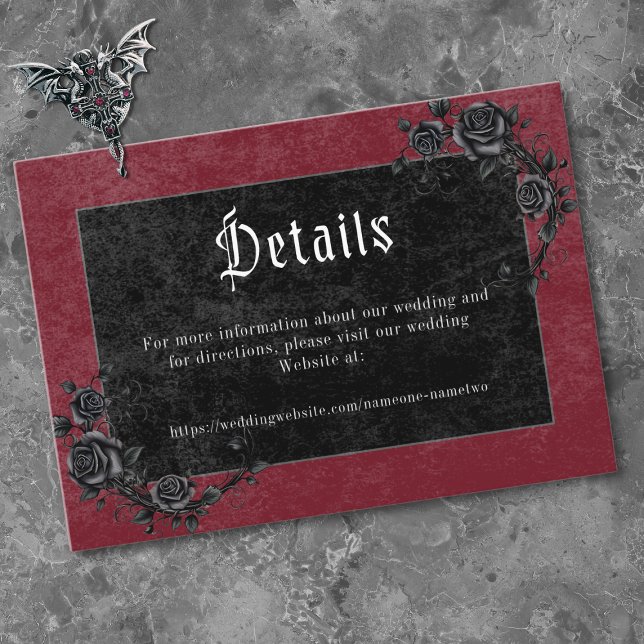 Gothic Black Raven Wine Darkly Ever After Wedding Enclosure Card (Gothic Black Raven Wine Darkly Ever After Wedding Enclosure Card)