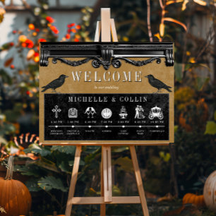 Gothic Black Ravens & Gold Order of Events Poster