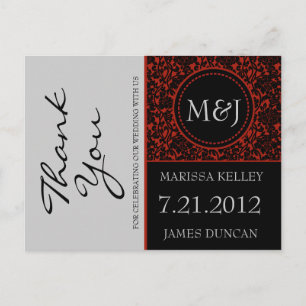 Gothic Black & Red Flourish Thank You Postcard