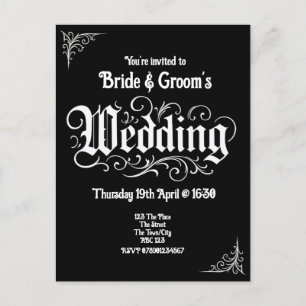 Gothic Black Rock Metal Wedding Personalized Names Holiday Postcard
