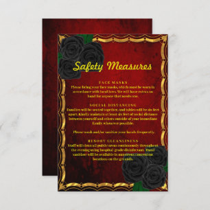Gothic Black Rose Blood Red Wedding Safety Measure Enclosure Card
