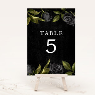 Gothic Black Rose Bridal Shower Table Number