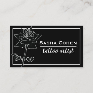Gothic Black Rose Floral Illustration  Business Card