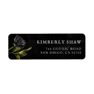 Gothic Black Rose Return Address Label