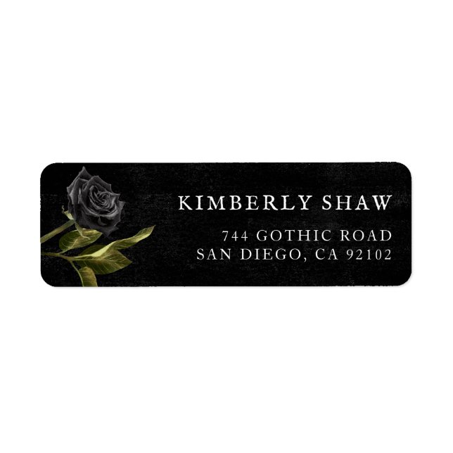 Gothic Black Rose Return Address Label (Front)