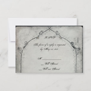 Gothic Black Rose Trellis Wedding Response Card