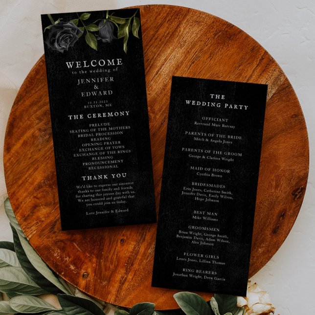 Gothic Black Rose Wedding Ceremony  Program (Creator Uploaded)