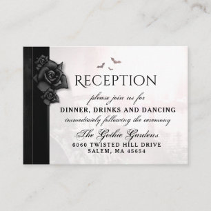 Gothic Black Roses Bats Reception Cards 3.5 x 2.5