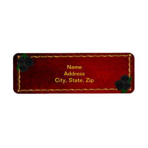 Gothic Black Roses Blood Red Wedding Address  Return Address Label