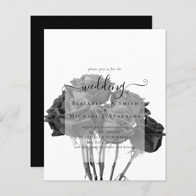 Gothic Black Roses Goth Wedding Invite (Front/Back)