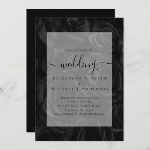 Gothic Black Roses Goth Wedding Invite