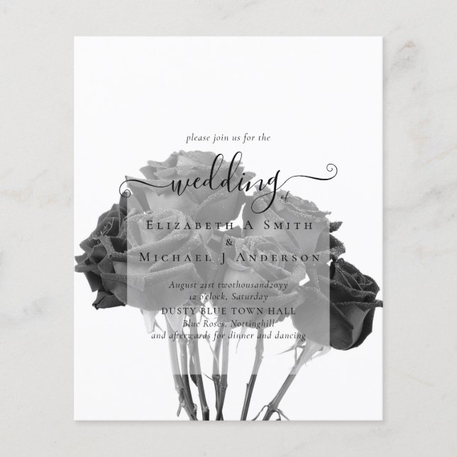 Gothic Black Roses Goth Wedding Invite Flyer (Front)